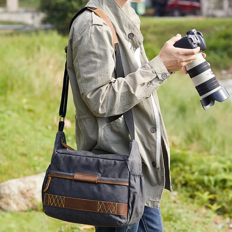 Waxed Canvas Camera Shoulder Bag Waterproof Canvas DSLR Camera Messenger Bag Canvas Satchel