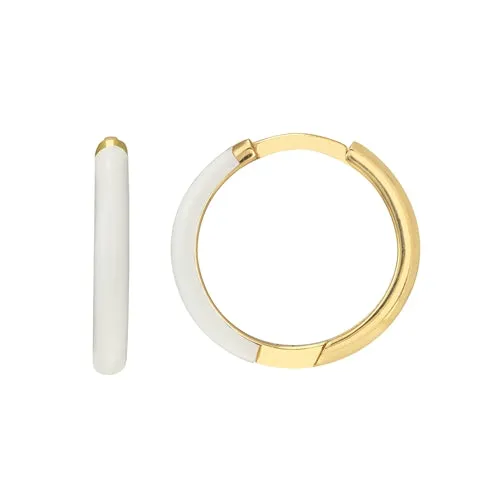 White Enamel Hoop Earrings