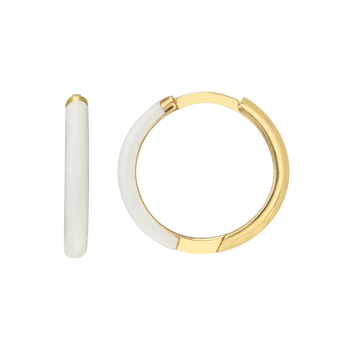 White Enamel Hoop Earrings