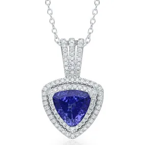 White Gold Tanzanite & Diamond Heirloom Pendant