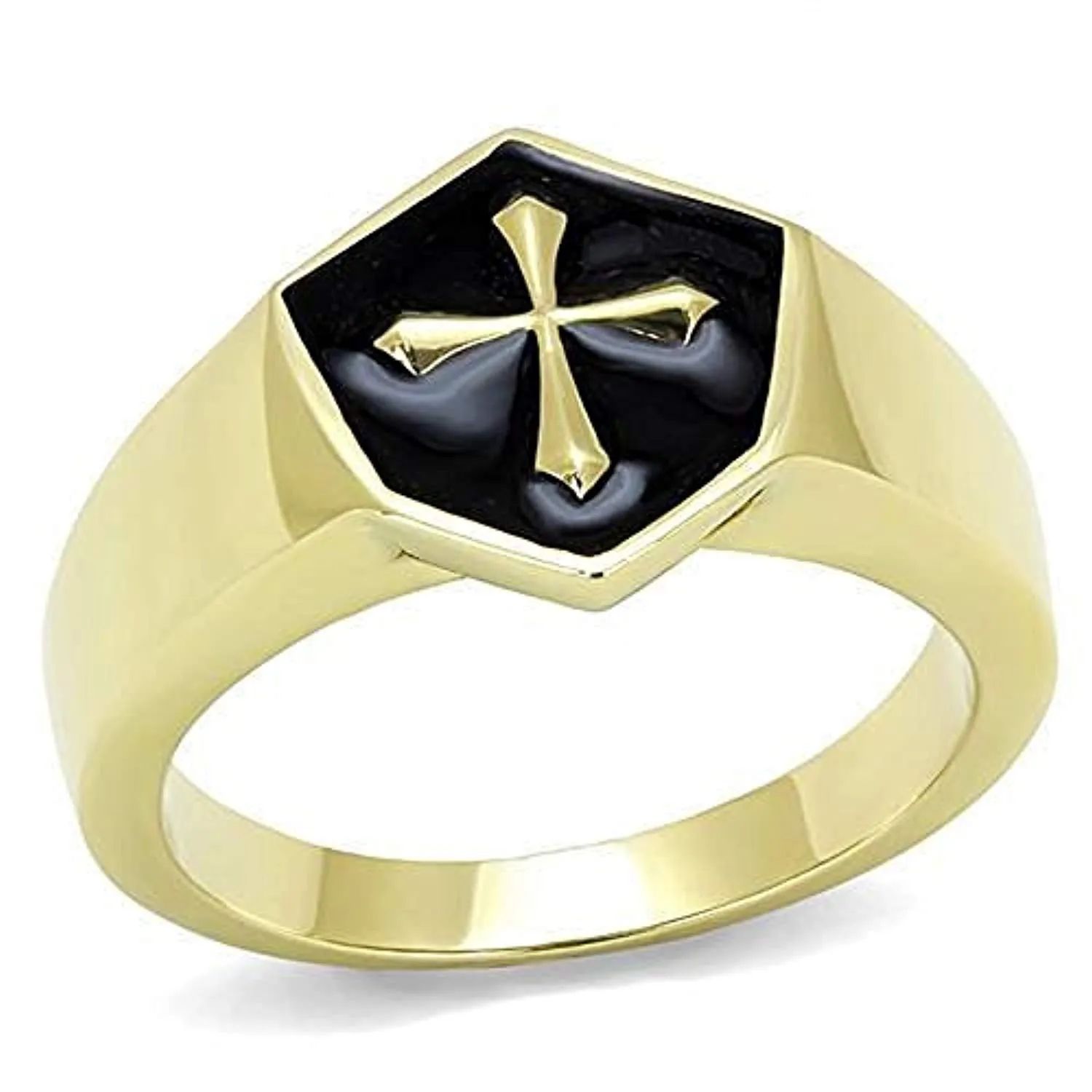 WildKlass Stainless Steel Ring IP GoldMen Epoxy Jet