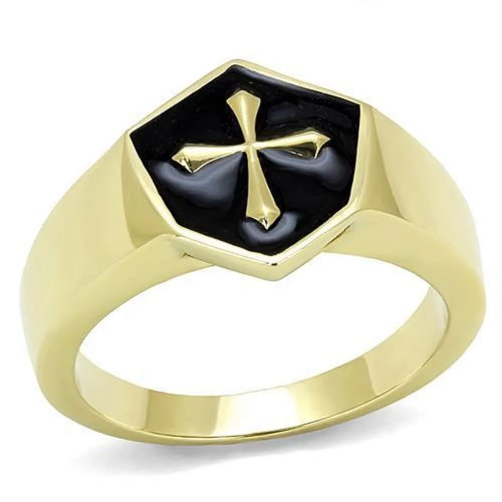 WildKlass Stainless Steel Ring IP GoldMen Epoxy Jet