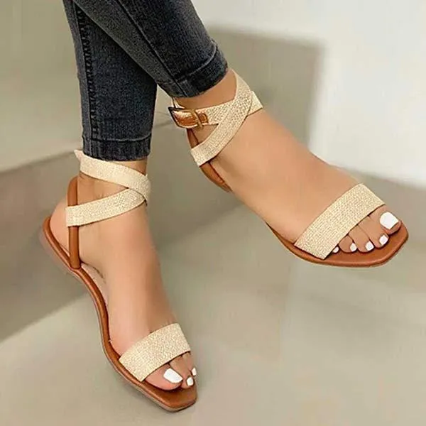 Women'S Buckle Strap Flat Casual Sandals 56007250C