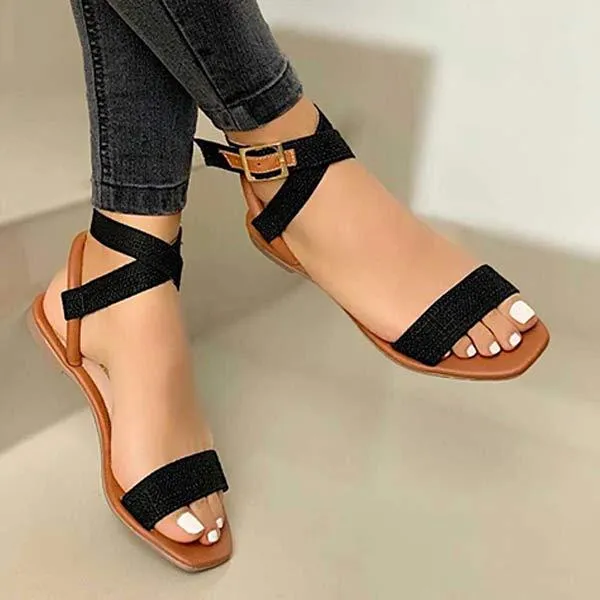 Women'S Buckle Strap Flat Casual Sandals 56007250C