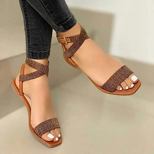 Women'S Buckle Strap Flat Casual Sandals 56007250C