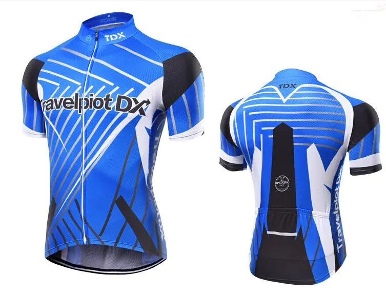 XINTOWN Blue Black Short Sleeve Cycling Jersey