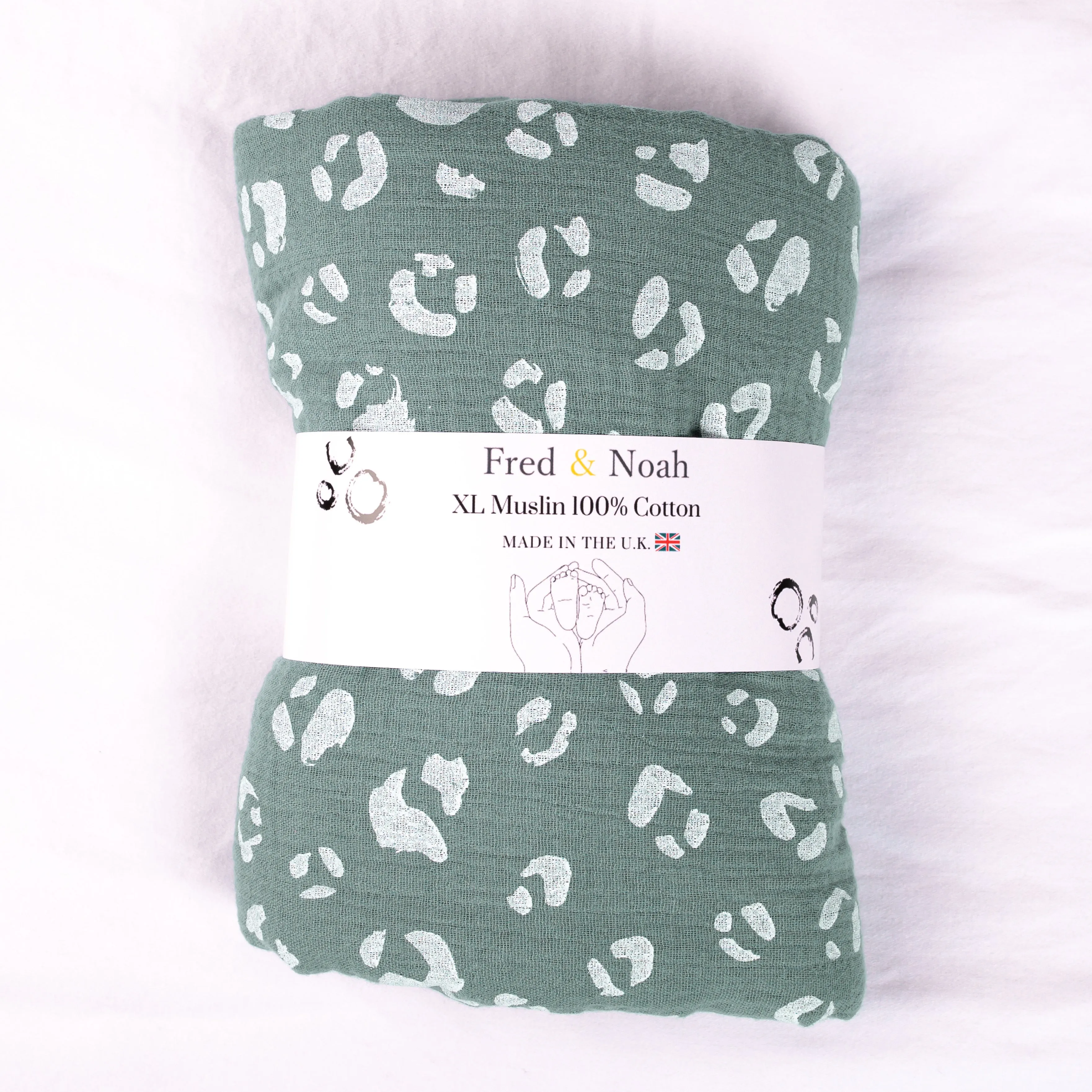 XL Blue Leopard print Muslin Swaddle