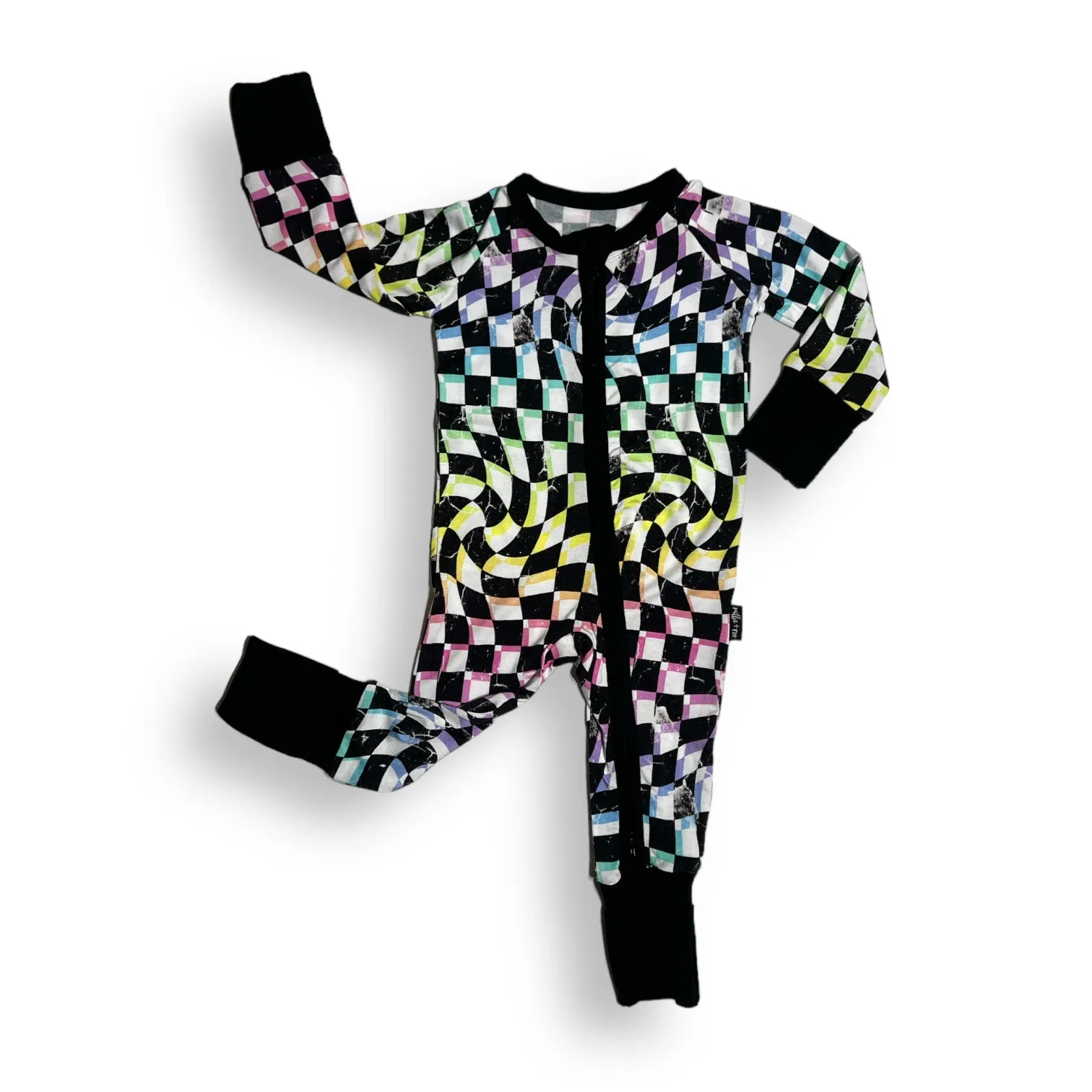 ZIP ROMPER - Neon Dizzy Check